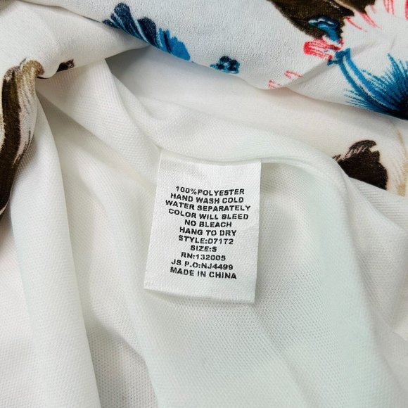 Entro Blouse Womens Small, Medium, Large Off Shoulder Feathers Hibiscus Spring - Picture 10 of 16